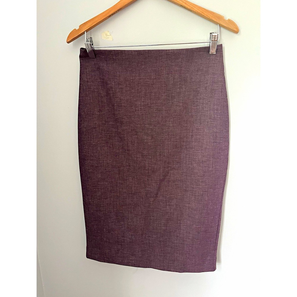 Express Women's Purple Solid Pencil Skirt Knee Length Lined Slit Zip Size 6